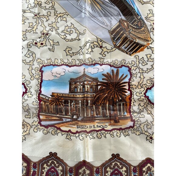 Vintage Rome Italy Souvenir Scarf 38” Square – Landmarks Print Colosseo Vatican - Picture 8 of 11